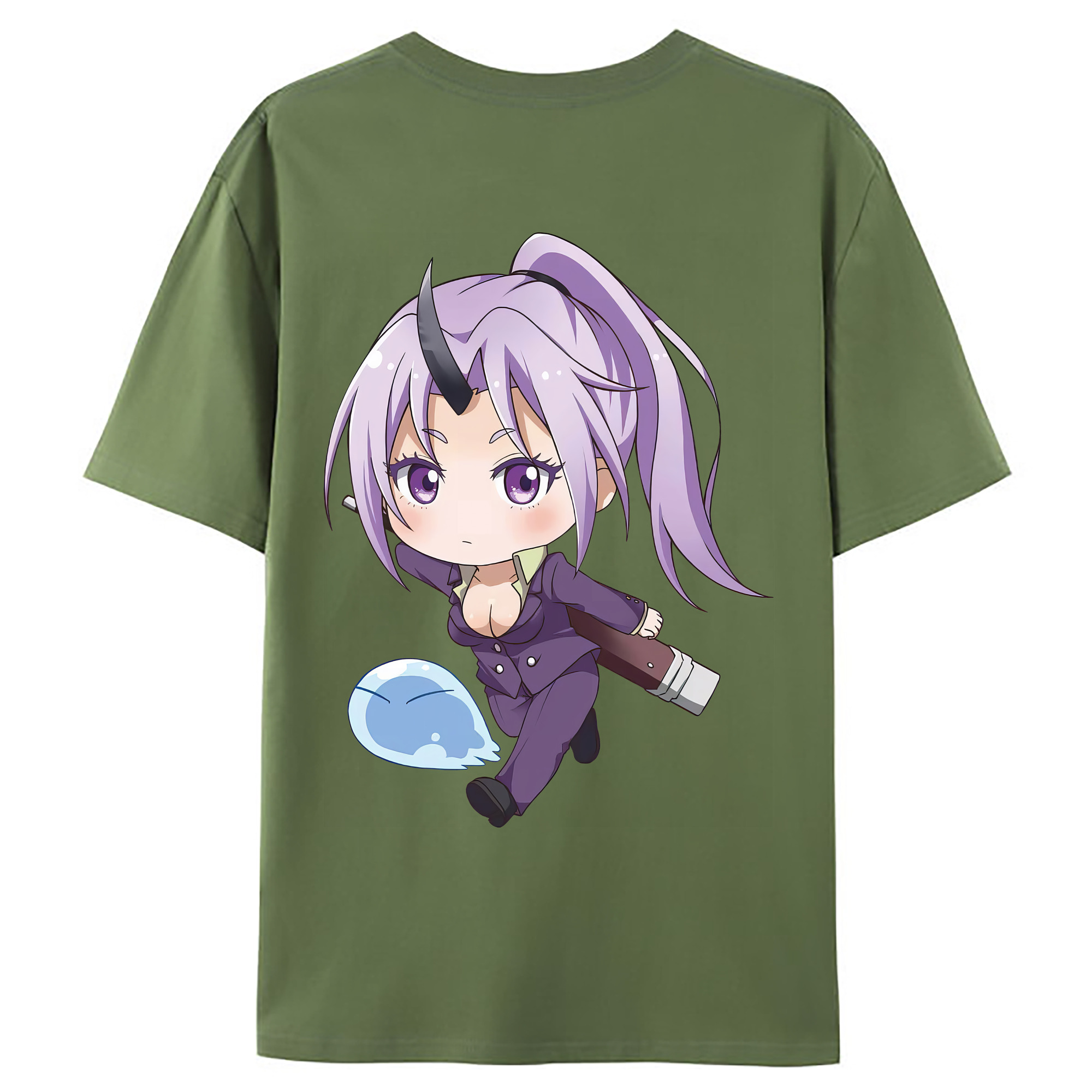 （画像用） 転スラ Regarding Reincarnated to Slime 綿100％ メンズ半袖Tシャツ（バックプリント） 通気性